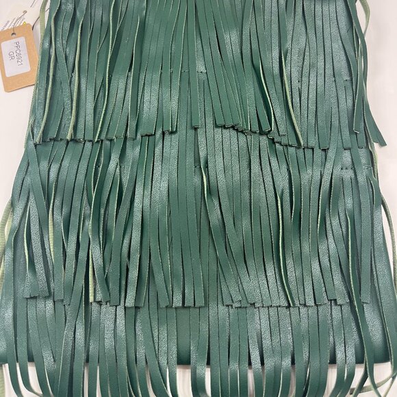Fringe Tiered /Tassel/ Gold Hoop / Bohemian Crossbody/ Retro 70s - Green - NWT - Picture 3 of 7